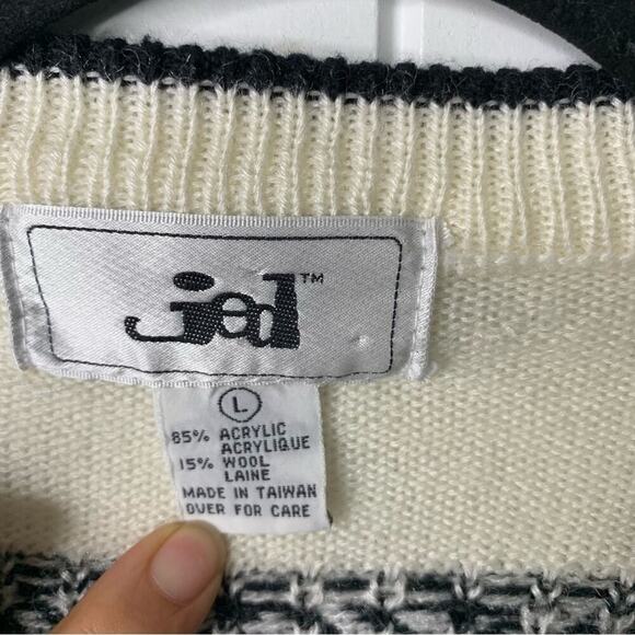 Vintage geometric 3d textured knit crew neck sweater‎ size large men's - Picture 3 of 5